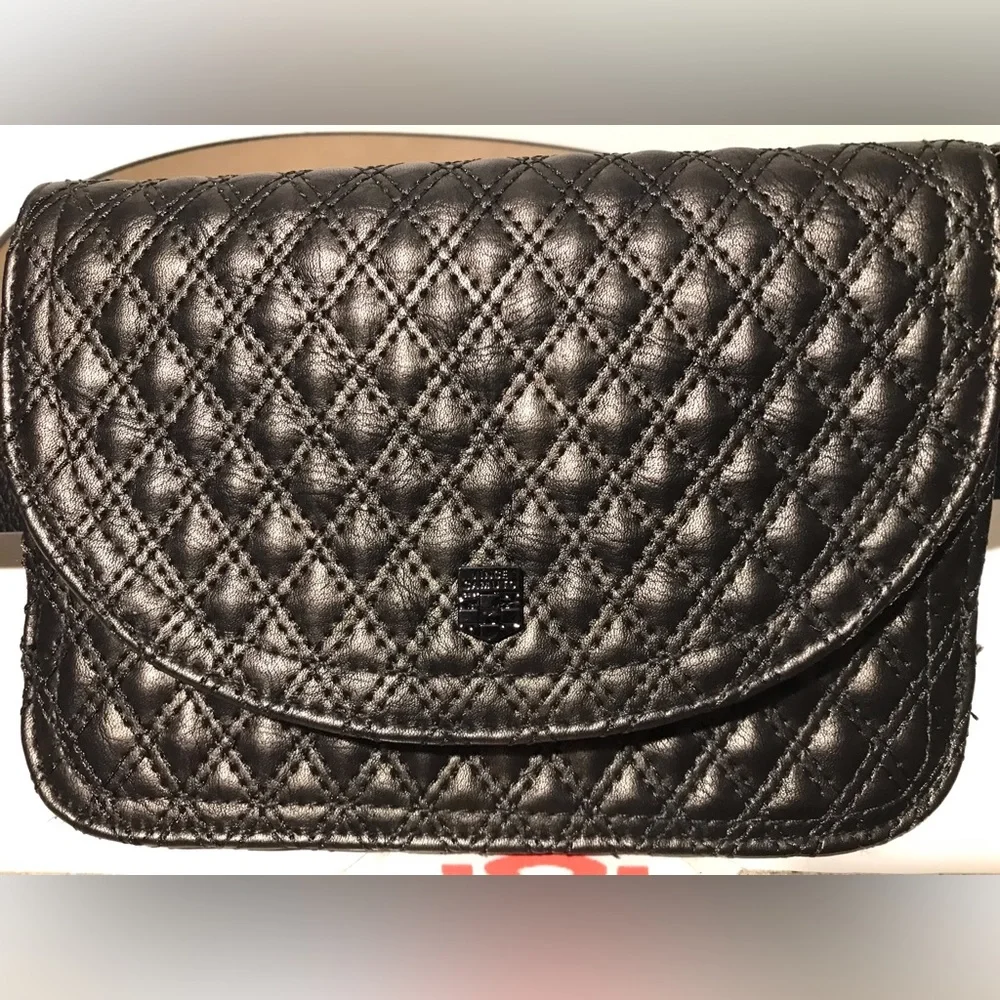 NWOT Vintage Vince Comuto Vegan Leather Belt Purse Fanny Pack Black Large 42 In
